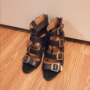Brown, gold-buckled sandals